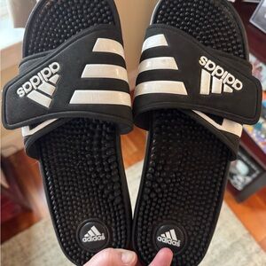 Adidas Black and White Comfort Slides